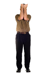 Image showing Man Covering His Face