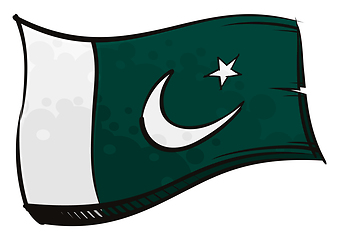 Image showing Painted Pakistan flag waving in wind