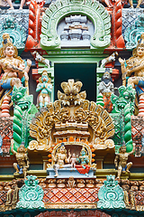 Image showing Sculptures on Hindu temple tower