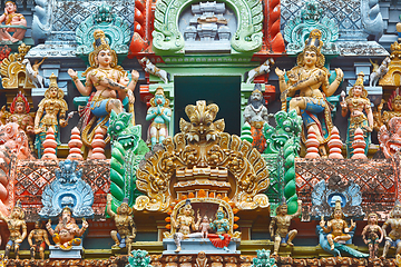 Image showing Sculptures on Hindu temple tower