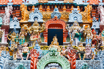 Image showing Sculptures on Hindu temple tower