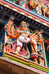 Image showing Sculptures on Hindu temple tower