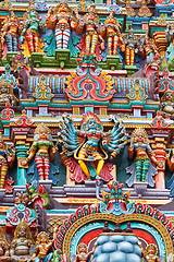 Image showing Sculptures on Hindu temple tower