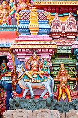 Image showing Sculptures on Hindu temple tower