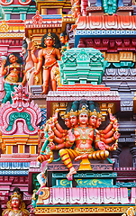 Image showing Sculptures on Hindu temple tower