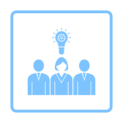 Image showing Corporate Team Finding New Idea With Woman Leader Icon