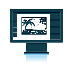 Image showing Icon Of Photo Editor On Monitor Screen