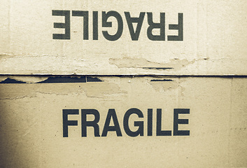 Image showing Vintage looking Fragile tag on packet