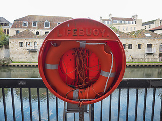 Image showing Life buoy by the river