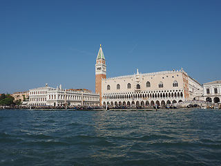 Image showing St Mark square seen fron St Mark basin in Venice