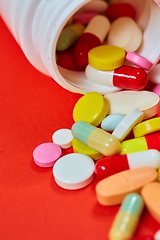 Image showing Close up of many colorful pills