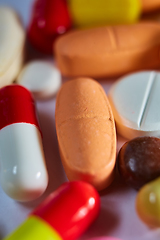 Image showing Close up of many colorful pills