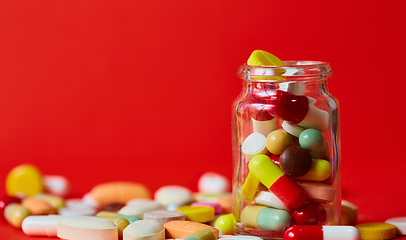 Image showing Close up of many colorful pills