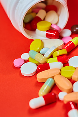 Image showing Close up of many colorful pills