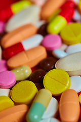 Image showing Close up of many colorful pills