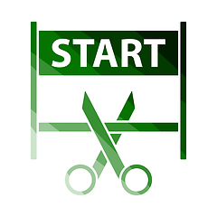 Image showing Scissors Cutting Tape Between Start Gate Icon