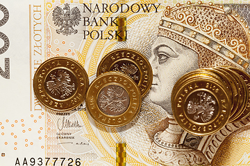 Image showing Polish coin money pile
