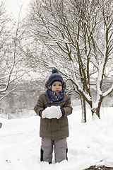 Image showing Boy in winter, close up