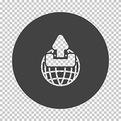 Image showing Globe with upload symbol icon