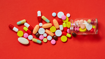 Image showing Close up of many colorful pills