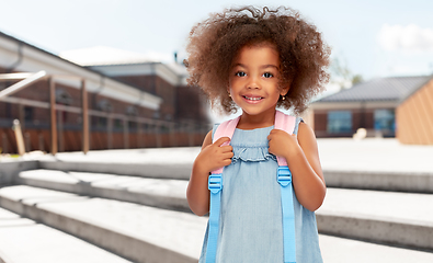 Image showing happy little african american girl with backpack