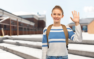 Image showing smiling teenage student girl with school bag