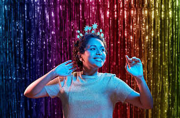 Image showing african woman at christmas or new year party