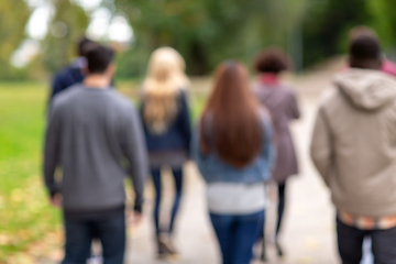 Image showing international group of people walking in park