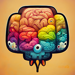 Image showing Colorful creative human brain. Cartoon style.