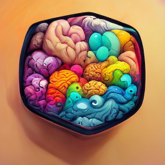 Image showing Colorful creative human brain. Cartoon style.