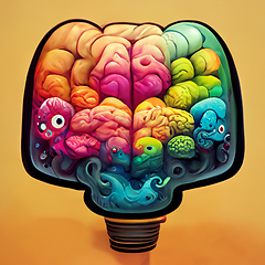 Image showing Colorful creative human brain. Cartoon style.