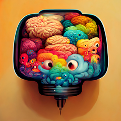 Image showing Colorful creative human brain. Cartoon style.