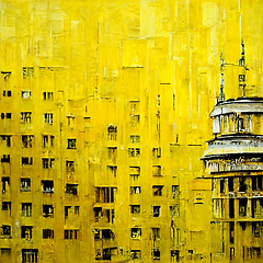 Image showing Abstract buildings in city on watercolor painting. City on digit