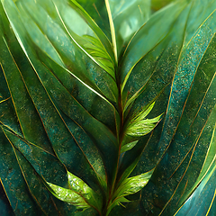 Image showing Nature view of green tropical plants leaves  background.