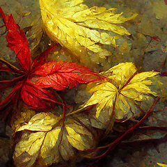 Image showing Autumn pattern with colorful red and yellow leaves for your crea