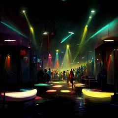 Image showing Crowd enjoying great festival party.People dance in disco night 