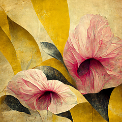 Image showing Pink and yellow watercolor flower Illustration.