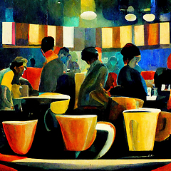 Image showing People meeting in cafe, drinking beer in pub, sitting at table o