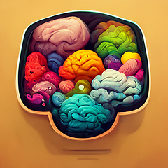 Image showing Colorful creative human brain. Cartoon style.