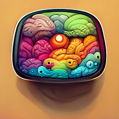 Image showing Colorful creative human brain. Cartoon style.