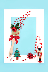 Image showing Surreal Christmas Paintbrush Berry Splash with Tree Decorations