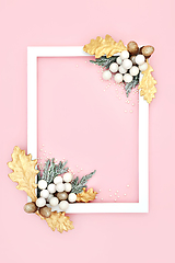 Image showing Festive Christmas Pink Background with Decorations