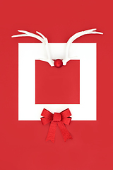 Image showing Festive Christmas Reindeer Antler Red Background