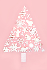 Image showing North Pole Theme Christmas Tree Shape Decoration Concept