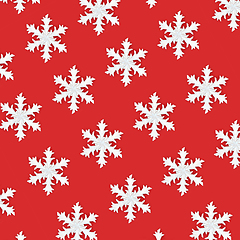 Image showing Christmas Snowflake Abstract Pattern on Red Background