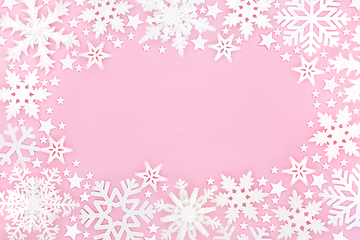 Image showing Christmas Snowflake Festive Magical Background Pink 