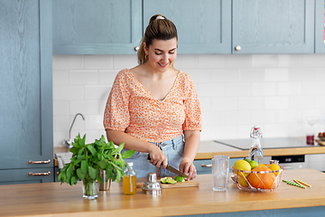 Image showing woman making cocktail drinks at home kitchen