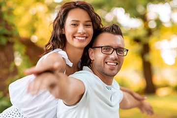 Image showing happy couple having fun at summer park