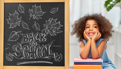 Image showing little african american student girl with books