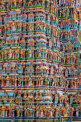 Image showing Hindu temple gopura tower with statues